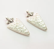 4 Silver Charm Antique Silver Plated Hammered Triangle Charms 4 Pcs (33x15mm)  G6113