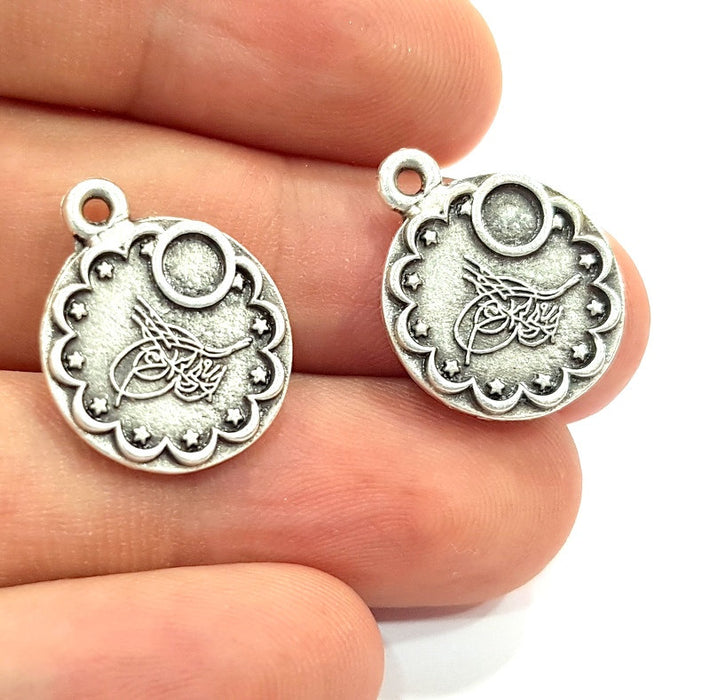 4 Pcs (33x15mm) Antique Silver Plated Ottoman Charms  G6115