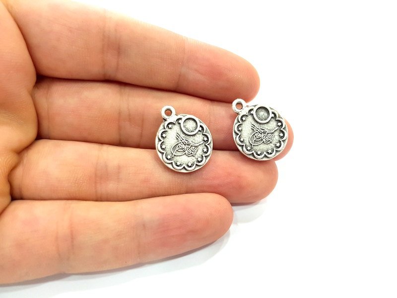 4 Pcs (33x15mm) Antique Silver Plated Ottoman Charms  G6115