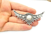 Silver Tribal Pendants Antique Silver Plated Pendants (84x33mm) Antique Silver Plated Metal  G6123