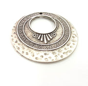2 Antique Silver Plated Hammered Pendants (42mm) Antique Silver Plated Metal  G6126