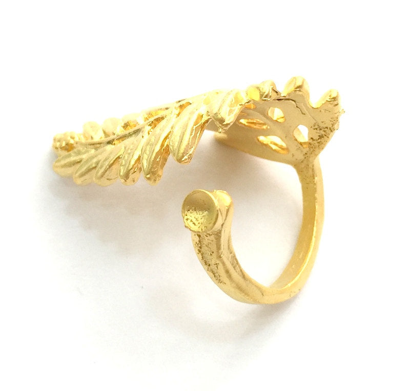 Gold Ring Blank Ring Settings Ring Bezel Base Cabochon Mountings Adjustable  (3mm blank )  Gold Plated Brass G6138