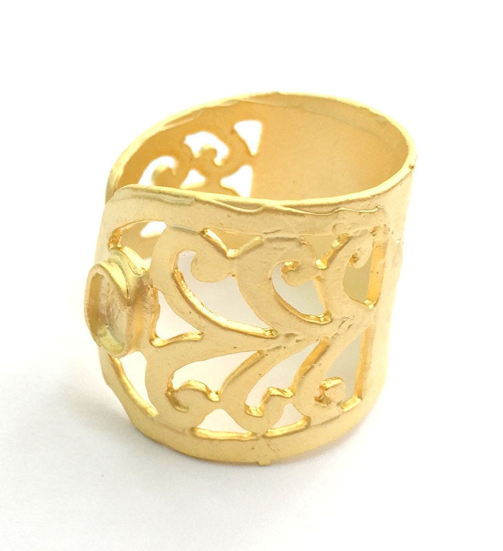 Adjustable Ring Blank, (5x3mm blank )  Gold Plated Brass G6139