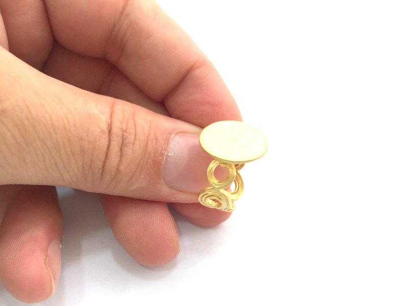 Gold ring base Adjustable Ring Blank, (15mm blank ) Gold Plated Brass G6146
