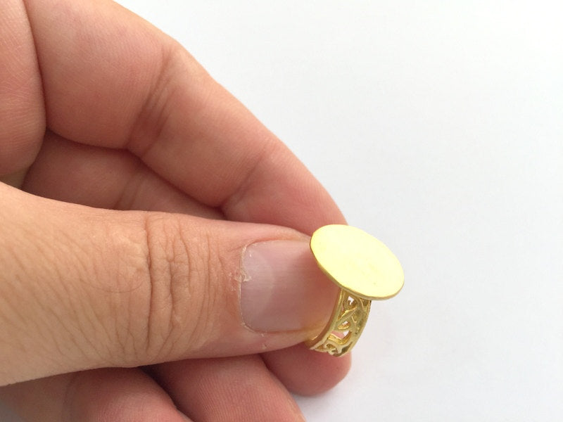 Adjustable Ring Blank, (15mm blank ) Gold Plated Brass G6147