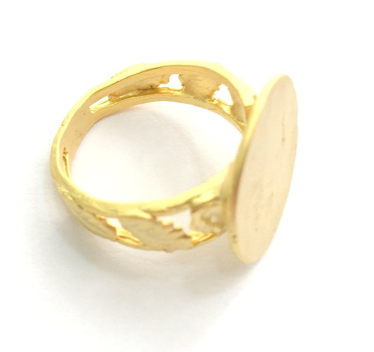 Adjustable Ring Blank, (15mm blank ) Gold Plated Brass G6148