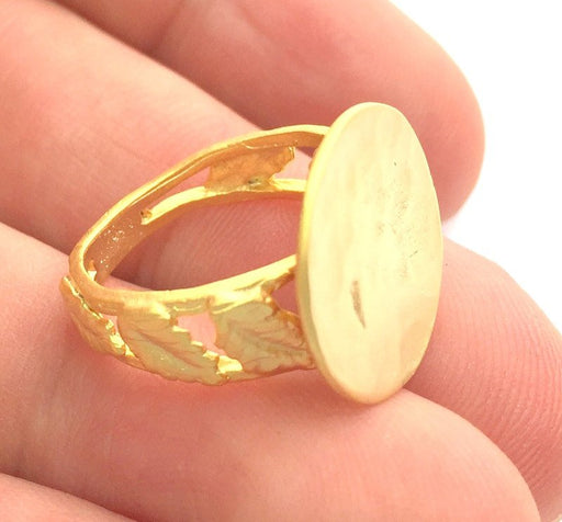 Adjustable Ring Blank, (15mm blank ) Gold Plated Brass G6148