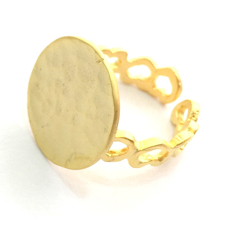 Adjustable Ring Blank, (15mm blank ) Gold Plated Brass G6149