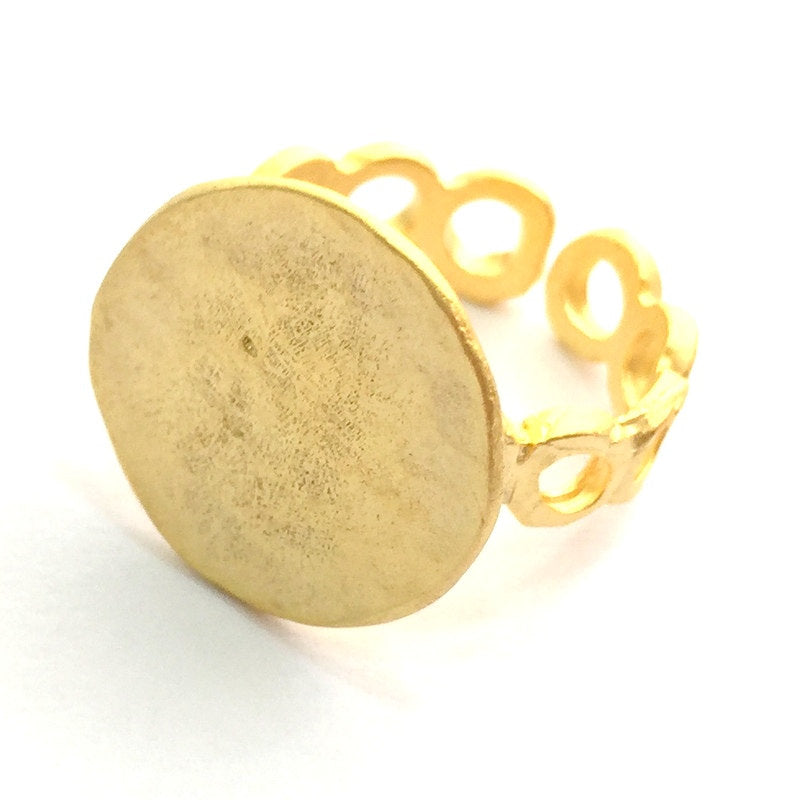 Adjustable Ring Blank, (15mm blank ) Gold Plated Brass G6150