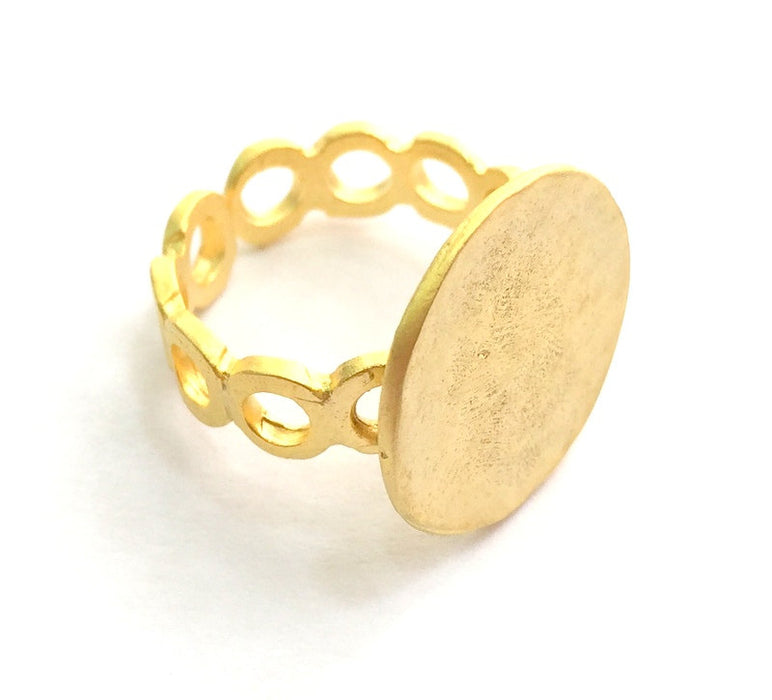 Adjustable Ring Blank, (15mm blank ) Gold Plated Brass G6150