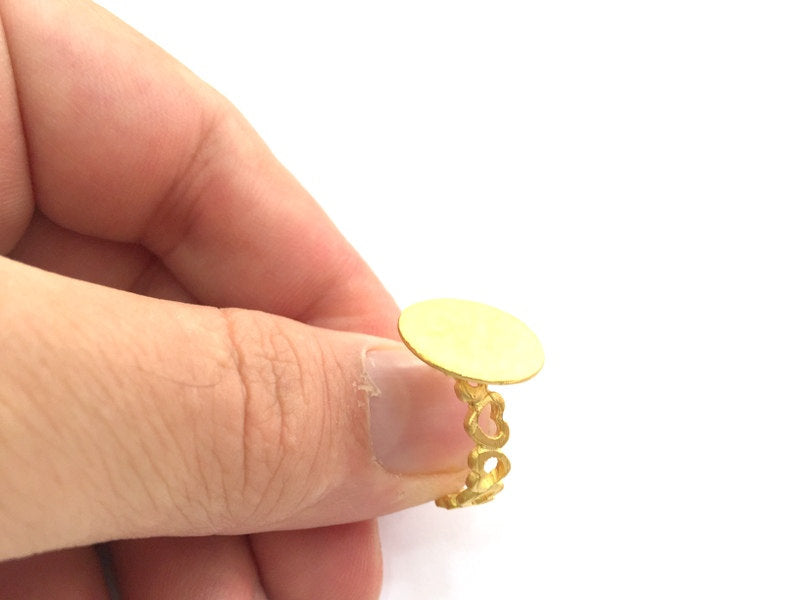 Adjustable Ring Blank, (15mm blank ) Gold Plated Brass G6151