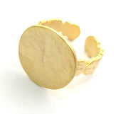 Adjustable Ring Blank, (15mm blank ) Gold Plated Brass G6152