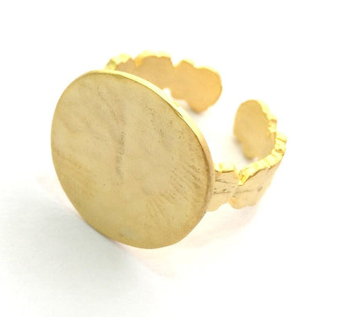 Adjustable Ring Blank, (15mm blank ) Gold Plated Brass G6152