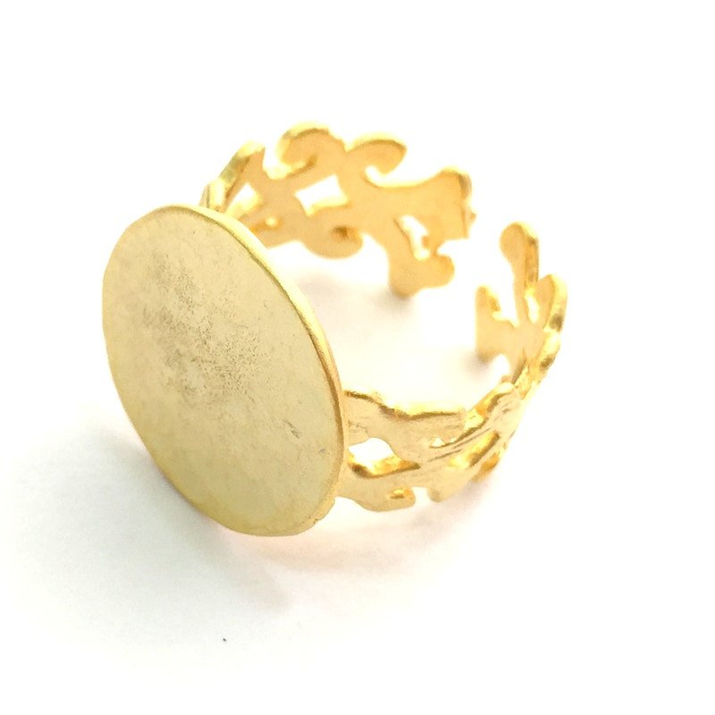 Adjustable Ring Blank, (15mm blank ) Gold Plated Brass G6153