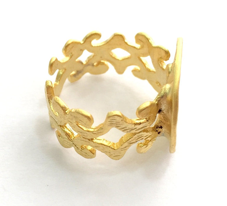 Adjustable Ring Blank, (15mm blank ) Gold Plated Brass G6153