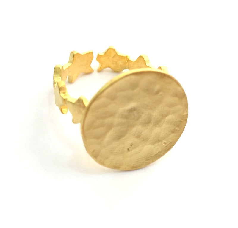 Adjustable Ring Blank, (15mm blank ) Gold Plated Brass G6154