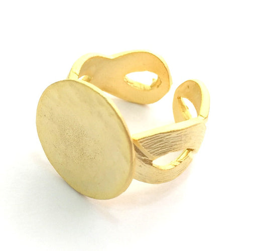 Adjustable Ring Blank, (15mm blank ) Gold Plated Brass G6155