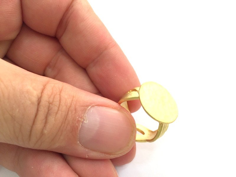 Adjustable Ring Blank, (15mm blank ) Gold Plated Brass G6155