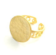 Adjustable Ring Blank, (15mm blank ) Gold Plated Brass G6156