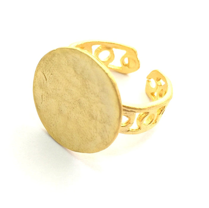 Adjustable Ring Blank, (15mm blank ) Gold Plated Brass G6156