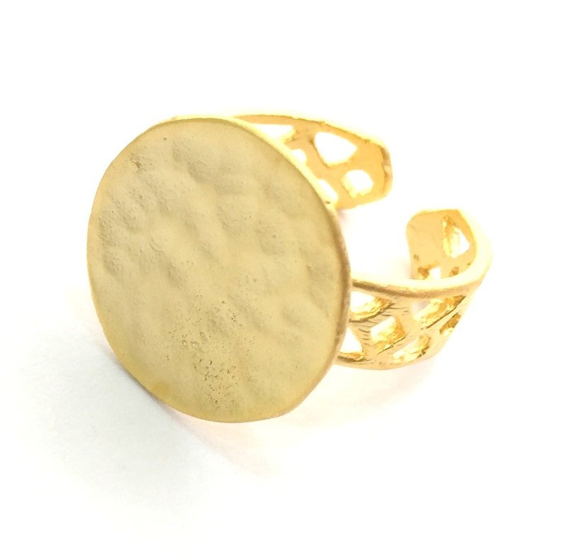 Adjustable Ring Blank, (15mm blank ) Gold Plated Brass G6160