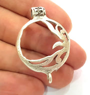 Pendant Bezel Blank Bezel Settings  Base Blank Mountings  Necklace Blank Antique Silver Plated Brass , ( 25 mm blank ) G6396