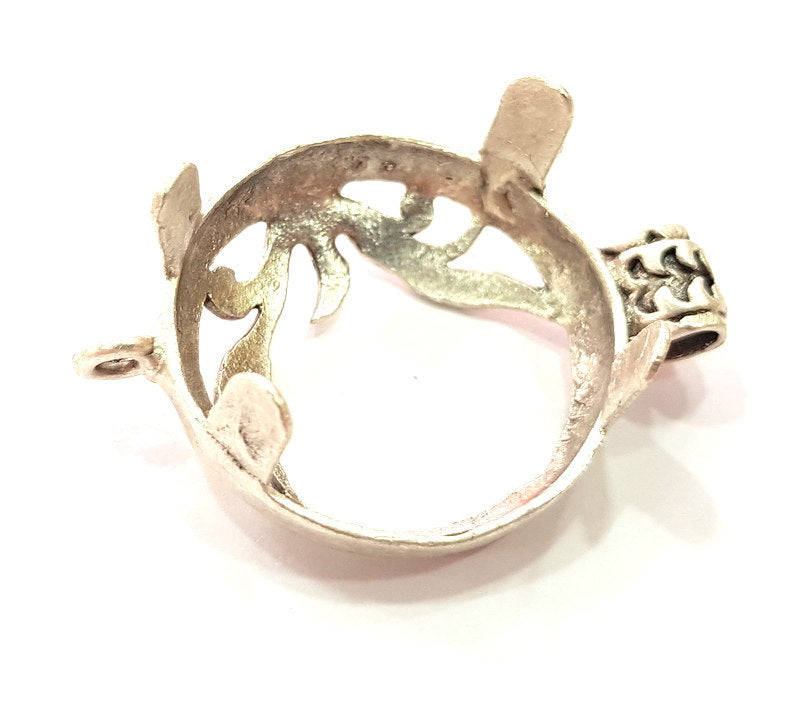 Pendant Bezel Blank Bezel Settings  Base Blank Mountings  Necklace Blank Antique Silver Plated Brass , ( 25 mm blank ) G6396