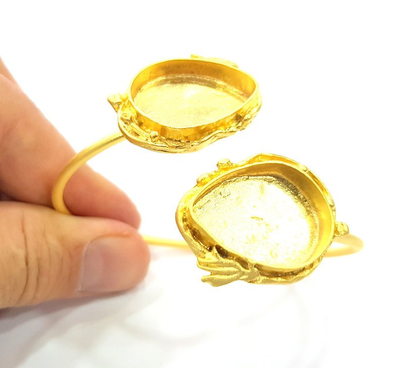 Bracelet Blank Bracelet Cuff Bangles Findings (25x18mm drop Blank) ,Adjustable  Gold  Plated Brass G6402