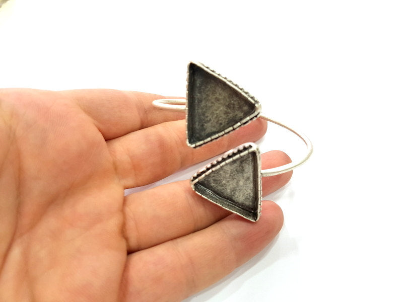 Bracelet Blank Cuff Bangles Findings (25x25mm triangle Blank) ,Adjustable  Antique Silver Plated Brass G6403