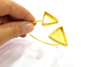 Bracelet Blank Bracelet Cuff Bangles Findings (25x25mm triangle Blank) ,Adjustable  Gold  Plated Brass G6404