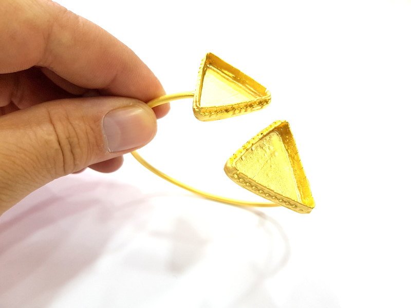 Bracelet Blank Bracelet Cuff Bangles Findings (25x25mm triangle Blank) ,Adjustable  Gold  Plated Brass G6404