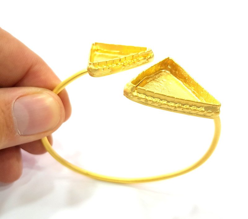 Bracelet Blank Bracelet Cuff Bangles Findings (25x25mm triangle Blank) ,Adjustable  Gold  Plated Brass G6404