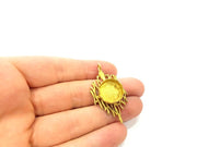 Raw Brass Pendant Blank Bezel Settings Base Blank Mountings Necklace Blank Cabochon Base  (15mm blank)   G6730