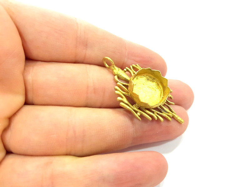 Raw Brass Pendant Blank Bezel Settings Base Blank Mountings Necklace Blank Cabochon Base  (15mm blank)   G6730