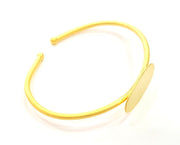Bracelet Blank Cuff Bangles Findings Adjustable Bracelet Components (25x15mm Blank) Gold  Plated Brass G9544