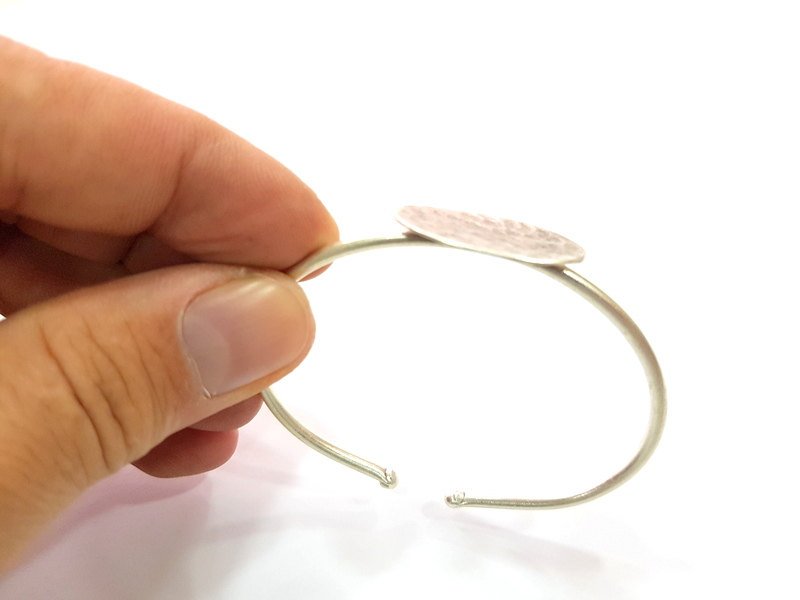 Bracelet Blank Cuff Bangles Findings Adjustable Bracelet Components (25x15mm Blank)   Antique Silver Plated Brass G5789