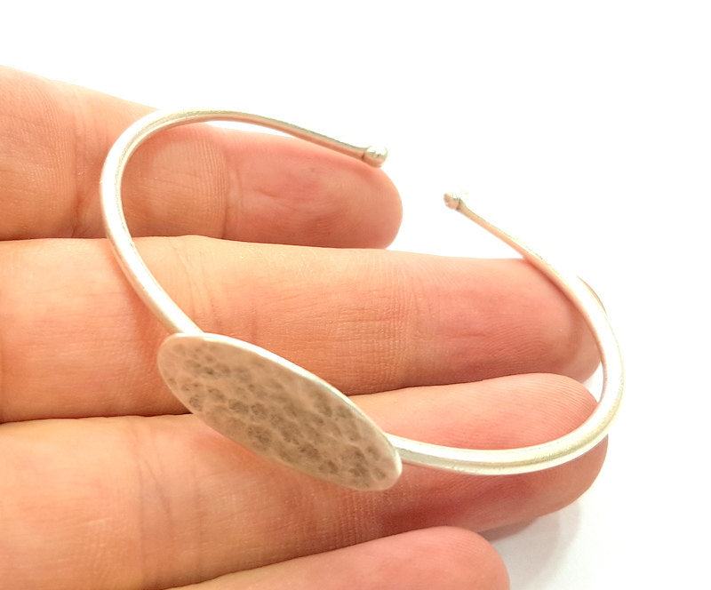Bracelet Blank Cuff Bangles Findings Adjustable Bracelet Components (25x15mm Blank)   Antique Silver Plated Brass G5789