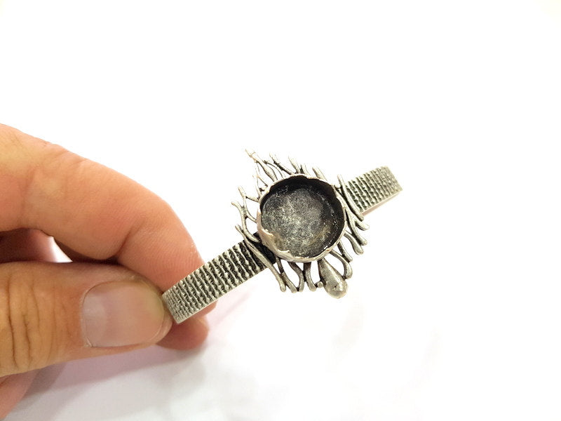 Bracelet Blank Cuff Bangles Findings Adjustable Bracelet Components (15mm Blank)   Antique Silver Plated Brass G6410