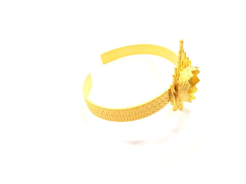 Bracelet Blank Cuff Bangles Findings Adjustable Bracelet Components (15mm Blank) Gold  Plated Brass G6411