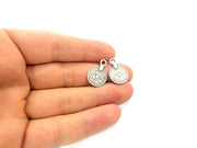 10 Silver Charms Antique Silver Coin Ottoman Signature Charms  10 Pcs (15mm) Antique Silver Plated Metal  G6416