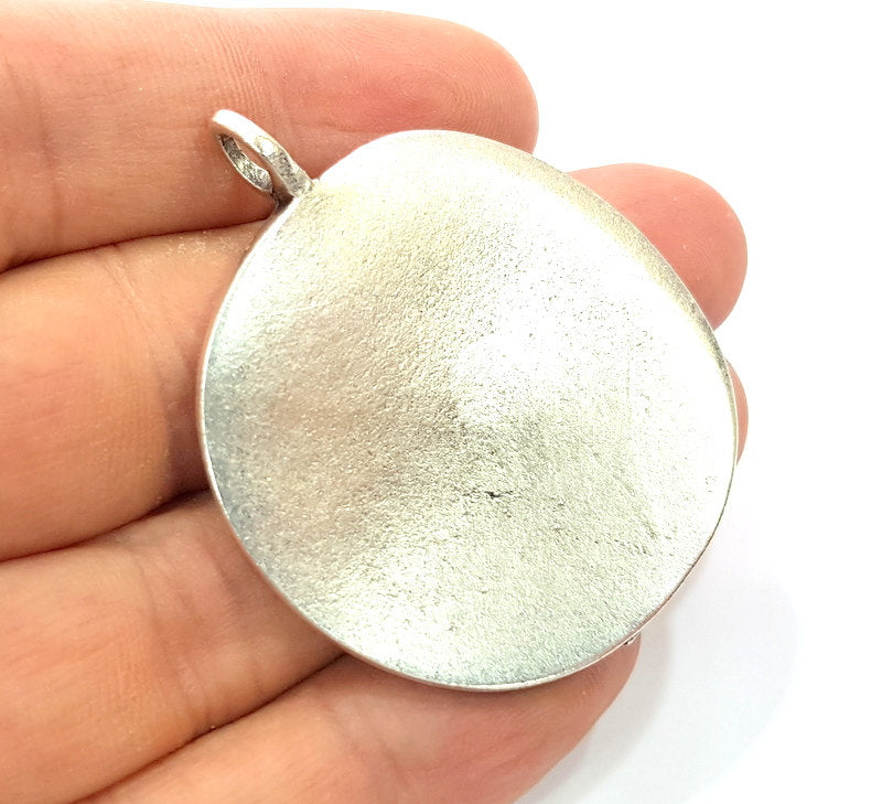 Antique Silver Tribal Pendants Ethnic Pendant Medallion  (42mm) Antique Silver Plated G12241