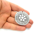Antique Silver Tribal Pendants Ethnic Pendant Medallion  (50mm) Antique Silver Plated G6418