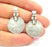 2 Antique Silver Coin Ottoman Signature Charms  2 Pcs (34x22mm) Antique Silver Plated Metal  G6420