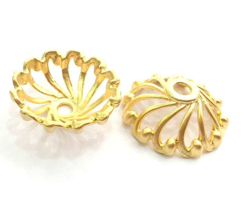 2 Pcs (29mm) Gold Plated Large Caps  Findings  G6165