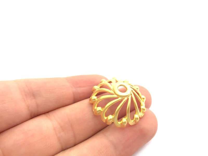 2 Pcs (29mm) Gold Plated Large Caps  Findings  G6165
