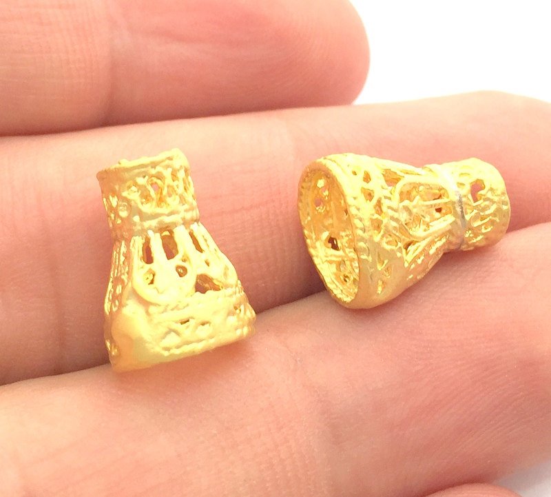 2 Gold Plated Brass Cone  Findings  (8x5mm) G9644