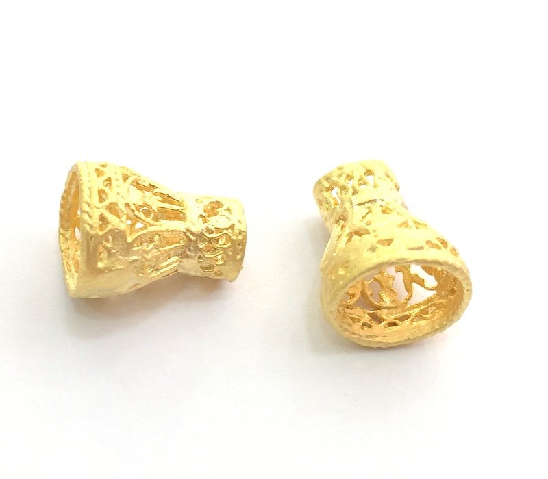 2 Gold Plated Brass Cone  Findings  (8x5mm) G9644