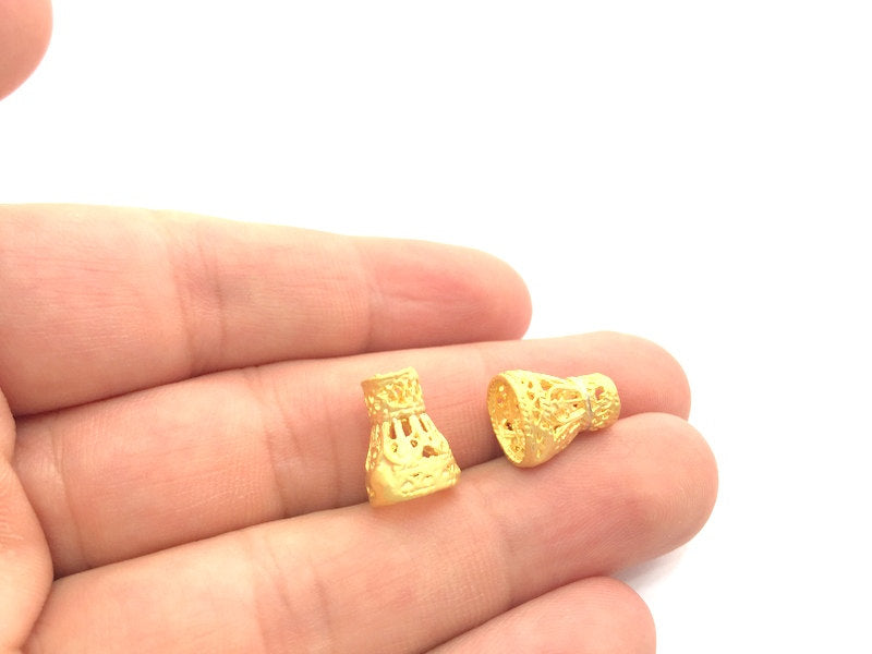 2 Gold Plated Brass Cone  Findings  (8x5mm) G9644