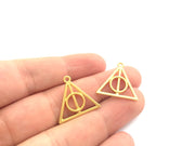 2 Pcs (22mm)  Triangle Charms, Gold Plated Metal G6167