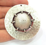 Antique Silver Plated Hammered Pendants (55mm) Antique Silver Plated Metal  G9098